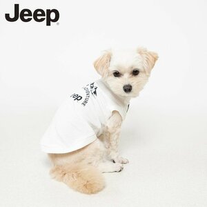 【Lサイズ】限定 ジープ 公式 メッシュ ロゴ Tシャツ タンクトップ ホワイト 白 犬服 ペット服 夏服 Jeep Mesh Logo Wear