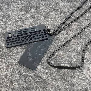 KO690□DIESEL ディーゼル プレートモチーフ ブレイブマン チェーン ネックレス ブラックカラー スチール 60㎝