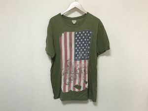 本物デニムアンドサプライDENIM&SUPPLYラルフローレンコットンアメリカ国旗半袖TシャツメンズアメカジミリタリーサーフカーキLインド製