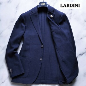 極美品☆LARDINI テーラードジャケット ネイビージャケット 紺ブレ 最高級 ピュアウール ホップサック ブートニエール イタリア製 46 1円