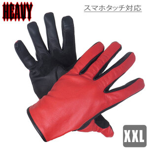 HEAVY HGGP-06S-RED サイズXXL （レッド）山羊革プレーングローブ　スマホタッチ対応　ライディング　グローブ　バイク　オールシーズン用