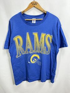 ■ 90s 90年代 ビンテージ LOGO7 NFL ロサンゼルス ラムズ ロゴプリント 半袖 Tシャツ LARGE ブルー アメカジ アメフト RAMS ■