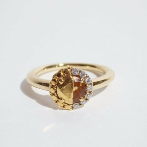 C2200P　▼PREEK プリーク▼　K18 × K24 ゴールド 7P ダイヤモンド CITRINE CIRCLE RING ダイアモンド サークルリング 11号 指輪 rb mks