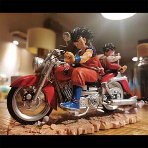 ドラゴンボール ■孫悟空 孫悟飯 親子 バイク レッドver■ PVC フィギュア 箱無し 14cm