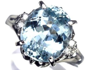 7OM14117T【売り切り】新品【RK宝石】≪Aquamarine≫ 極上アクアマリン 大粒4.6ct!! 極上ダイヤモンド Pt900 高級リング ダイヤ