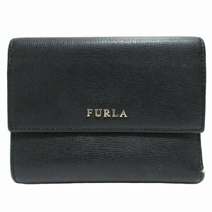 フルラ FURLA 二つ折り財布 ウォレット レザー ロゴ金具 黒 ブラック /SY 0712 レディース