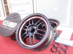 ★ ENKEI エンケイ 超軽量ホイール RPF1 15×7J PCD100 4穴 ＋35 マットブラック 美品 4本 SET ハブリング付 ロードスター フィット等 JJ