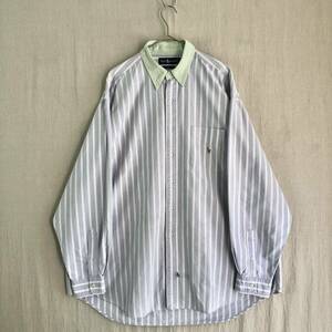 【BIG SHIRT】《XL》Ralph Lauren ボタンダウン シャツ / パープル ミント ストライプ オーバーサイズ USA ビンテージ T3-01076-0708 sale