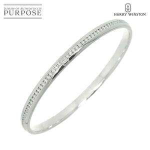 ハリー ウィンストン HARRY WINSTON HW ロゴ ダイヤ バングル 20.5cm K18 WG ホワイトゴールド ブレスレット Bracelet【証明書】 90235773