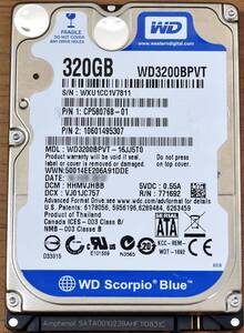 WESTERN DIGITAL WD3200BPVT [320GB 2.5インチ 9.5mm SATA HDD 2012年製 使用時間 5412H (Cristal DiscInfo 正常) (管:KH531