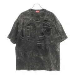 DIESEL (ディーゼル) 24SS T-BOXT-PEELOVAL A13635 Dロゴプリント ダメージ加工半袖Tシャツ グレー