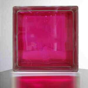 ガラスブロック（６個セット送料無料）190x190x95クラウディインカラー マゼンタ赤紫色gb40395-6p