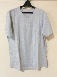 メンズ　Ｖネック　半袖Ｔシャツ　Ｌ　グレー 【KAE-1412】