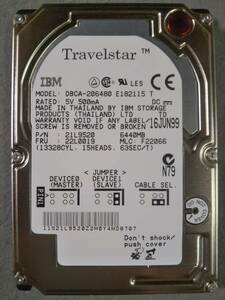 6.44GB IBM DBCA-206480 ATA33 2.5インチ 9.5mm IDE ①