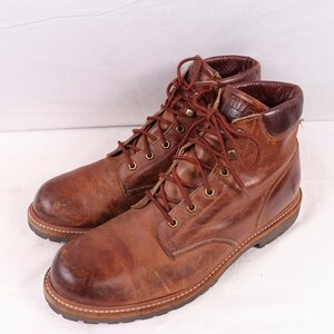 FRYE ワークブーツ US 11/ 29.0cm 位 ブラウン 茶 アンクル 編み上げ レースアップブーツ スチールなし フライ メンズ 古着 中古 eb1354