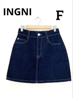 【美品】INGNI デニムミニスカート　台形　ネイビー　F