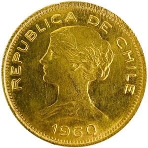 チリ 女神 金貨 1960年 20.3g 21.6金 イエローゴールド コレクション アンティークコイン Gold