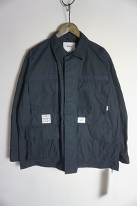 極美品23AW WTAPSダブルタップス JMOD 01 LS NYCO RIPSTOP IDENTITY リップストップ シャツ ジャケット 232WVDT-SHM03 サイズ01 紺515O▲