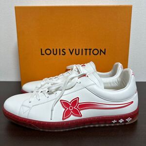 【新品】LOUIS VUITTON ルイヴィトン ルクセンブルグライン レザー スニーカー size 8 ホワイト×レッド