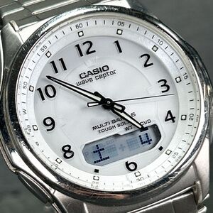 美品 CASIO カシオ WAVE CEPTOR ウェーブセプター WVA-M630D-7A 腕時計 アナデジ 電波ソーラー タフソーラー 多機能 ホワイト 動作確認済み