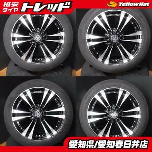 ハイエース 送料無料 中古 サマータイヤ 18インチ ナンカン CW-20 225/50R18 107/105T 8PR HEARTS FANG ブラックポリッシュ アルミホイール