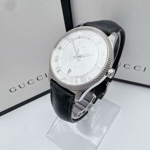 稼働品 GUCCI ERYX グッチ エリクス 腕時計 自動巻き メンズウォッチ カレンダー ３針 箱付き 126.3 YA126338 オートマチック AT ラウンド