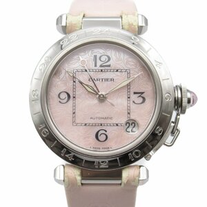 カルティエ パシャC メリディアン GMT ブランドオフ CARTIER ステンレススチール 腕時計 SS/革 中古 レディース