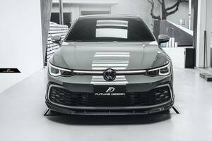 【FUTURE DESIGN】VW フォルクスワーゲン GOLF ゴルフ 8 GTI Mk8 フロントリップスポイラー 本物Drycarbon ドライカーボン カスタム エアロ