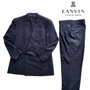 LANVIN COLLECTION ランバンコレクション スーツ セットアップ ダブルブレスト ダブルフェイス シャドーストライプ 背抜き 濃紺 48サイズ