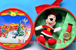 未使用　ディズニーストア　2000年　クリスマス　ミニーマウス腕時計+ぬいぐるみ　ディズニー　期間限定品