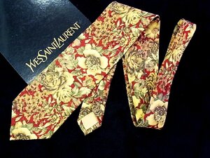 ♪今週の特売980円～♪2878♪良品【YSL】サンローラン【花 植物 柄】ネクタイ♪