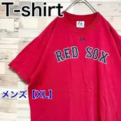 YF73【US輸入】majestic　半袖Tシャツ【XL】レッド　RED SOX