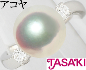 タサキ 田崎真珠☆アコヤ真珠 パール 8.7ミリ 8ミリ ダイヤ 0.16ct Pt900 プラチナ リング 指輪 ピンク ピンキー 小指 フォーマル 4号♪