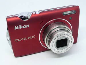 ★送料：クリックポスト185円★メディア＋バッテリー２個他オマケ！Nikon-COOLPIX-S5100：クリアレッド(USED：動作確認済)