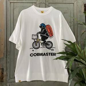 新入荷！38) Msize コブマスター ビッグ Tシャツ COBMASTER 自転車 クマ くま 熊 半袖 ホワイト