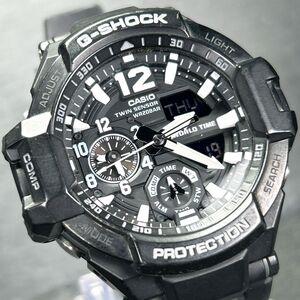 美品 CASIO カシオ G-SHOCK ジーショック GRAVITYMASTER GA-1100-1A アナデジ クォーツ 腕時計 ブラック 多機能 メンズ 動作確認済み