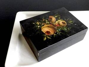 1900年代 フランス 薔薇絵柄 ジュエリーケース 花装飾 器 民藝 骨董 古道具 美術 縫製 アンティーク 