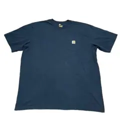 【Carhartt US公式 3XL カーハート 刺繍ロゴ ネイビー Tシャツ】