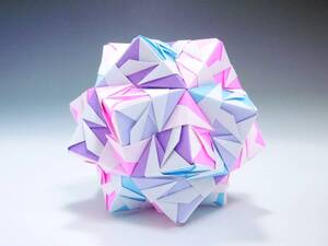 くす玉　30枚組　折り紙　ユニット　O-2　5色　ピンク 薄ピンク 水色 菫色 薄紫　kusudama　origami　ハンドメイド