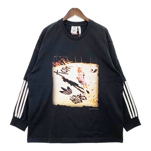 adidas×KORN JG1338 長袖 カットソー Tシャツ ロンT フォトプリント メンズ 2XLサイズ ブラック アディダス コーン トップス DM13590■