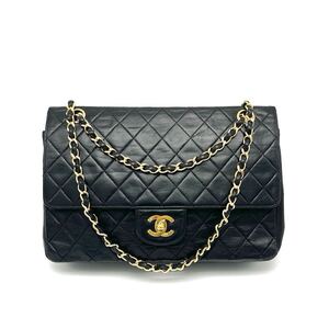 1円 良品 CHANEL シャネル マトラッセ ターンロック ココマーク ラムスキン チェーン ショルダー バッグ eD12134A