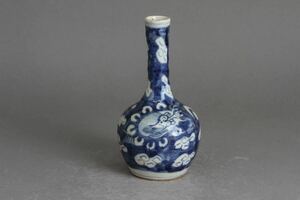 【久】3285 青花長首花瓶　時代品　　唐物　中国美術　