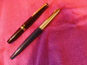 パイロット万年筆　エリート　黒　１８Kー７５０　F　H1274　パーカー万年筆　ブルー　送料無料　２本共美品かと思います。　