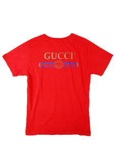 (D) GUCCI グッチ 18SS バックヴィンテージロゴプリント 半袖Tシャツ S レッド