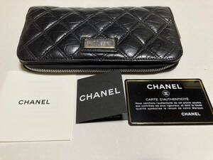 CHANEL シャネル　パリ.ニューヨーク限定ラウンドファスナーウォレット　ブラック　USED 付属品完備