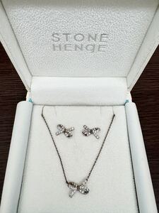 STONE HENgE ストーンヘンジ ネックレス ピアス セット リボン シルバー silver 925 刻印 アクセサリー