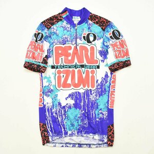 ★当時物 オールド レトロ パールイズミ PEARL IZUMI 総柄 ハーフジップ 半袖 サイクル ジャージ XL 自転車 サイクリング シャツ ウェア★