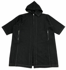 希少 80s ヴィンテージ ■ COMME des GARCONS コムデギャルソン ■ 飾りステッチ オーバーサイズ フーディー ウール地 コート ブラック