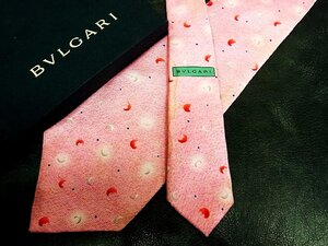 ★並品★4R01447【BVLGARI】ブルガリ「月 三日月 ドット 柄」最高級セッテピエゲ ネクタイ