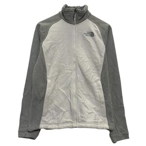 THE NORTH FACE フリースジャケット S ホワイト グレー ノースフェイス ジップアップ ラグラン アウトドア 古着卸 アメリカ仕入 a611-6142